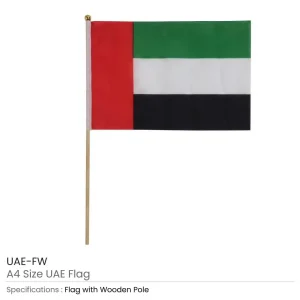 UAE Flags A4 Size with Wooden Pole - Image 3