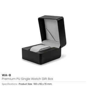 Premium PU Leather Single Watch Gift Box with Removable Cushions - Image 4