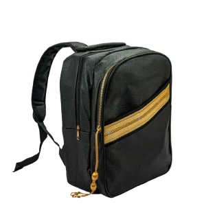 Backpack in PU Leather with Arabic Gold Bisht Design
