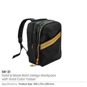 Backpack in PU Leather with Arabic Gold Bisht Design - Image 4