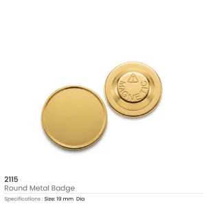 Gold Round Metal Badges with Magnet Attachment - Image 4
