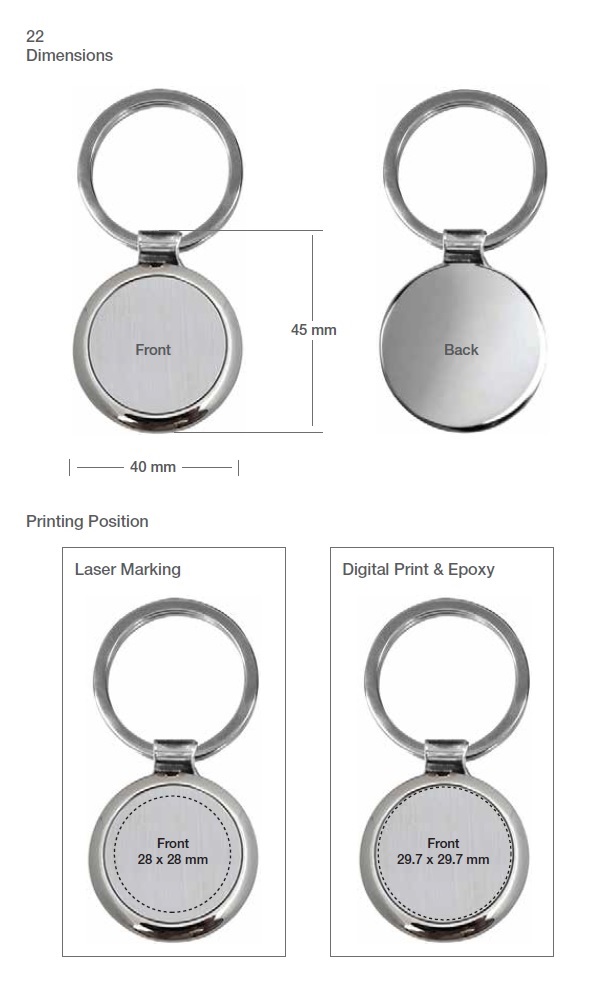 Keychain Printing Details