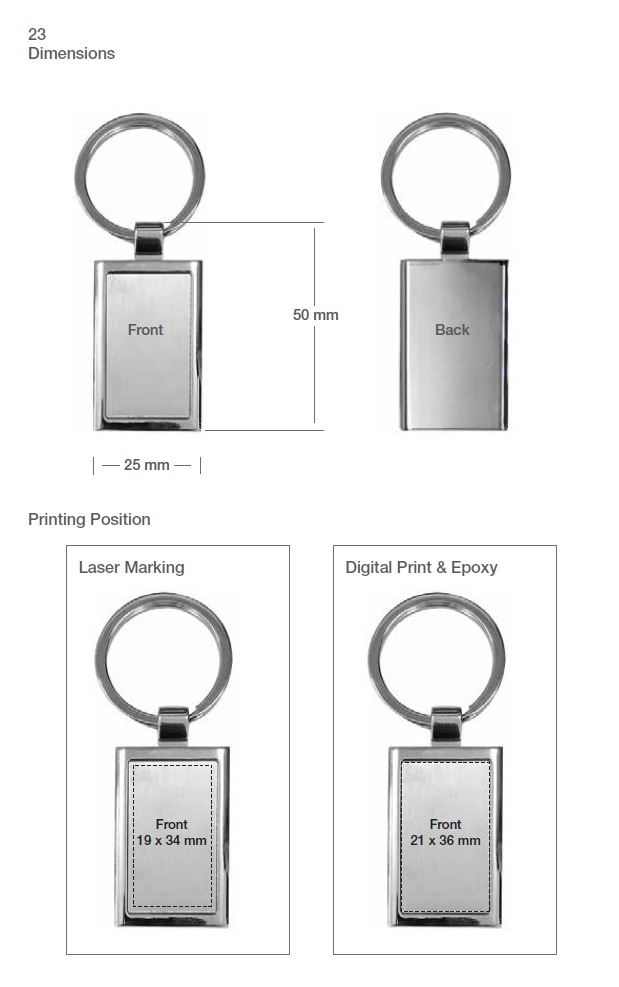 Keychain Printing Details