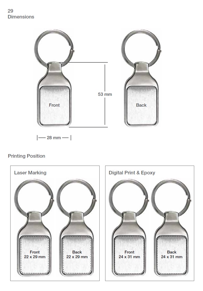 Keychain Printing Details
