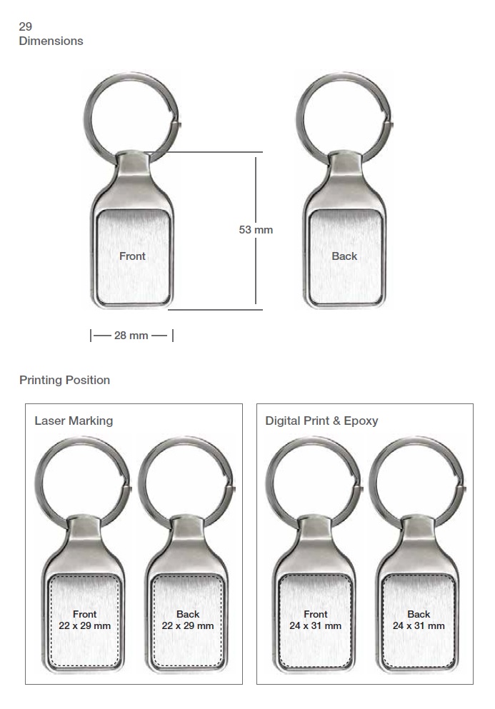 Keychain Printing Details