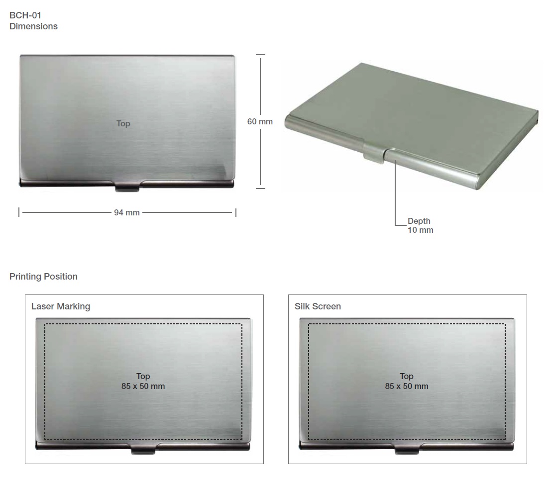 Business Card Holder Printing Details