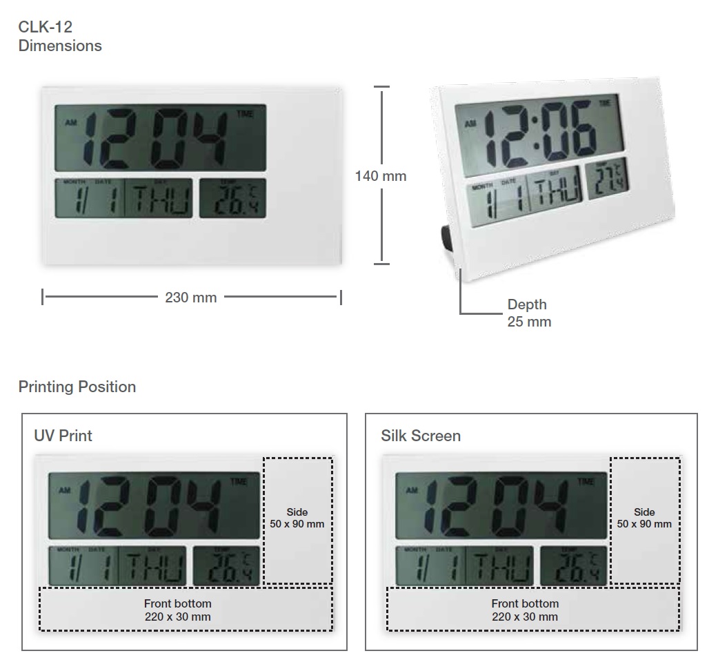 Table Clock Printing Details