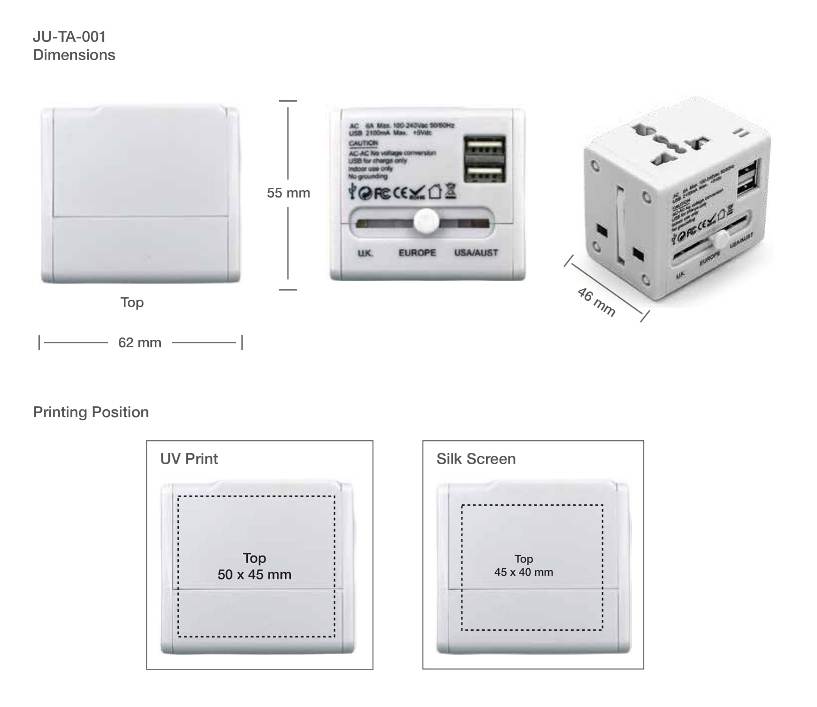 Travel Adapters Printing Details