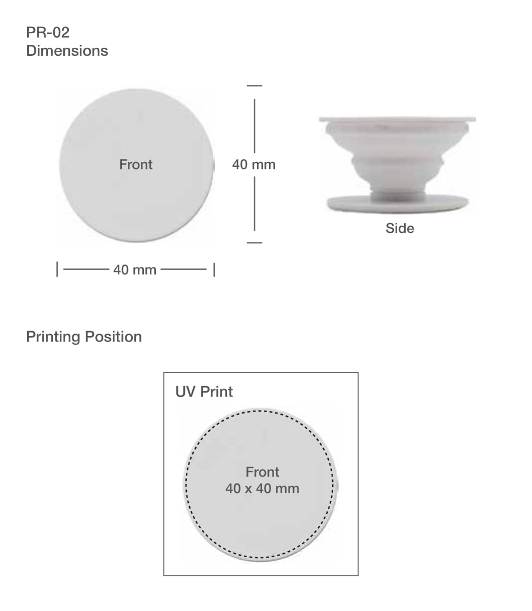 Mobile Grip and Stand Printing Details