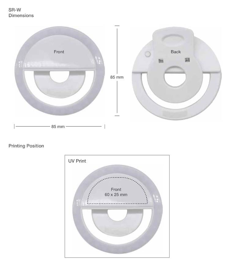 Selfie Ring Light Printing Details